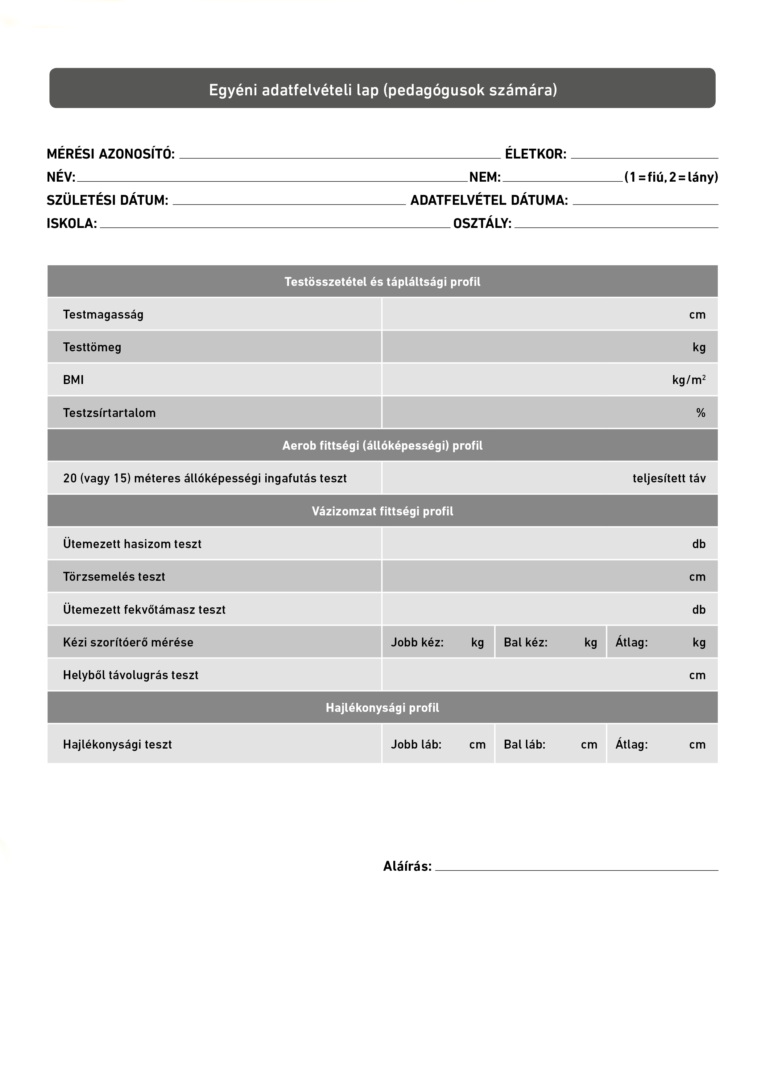 Testösszetétel és tápláltsági profil